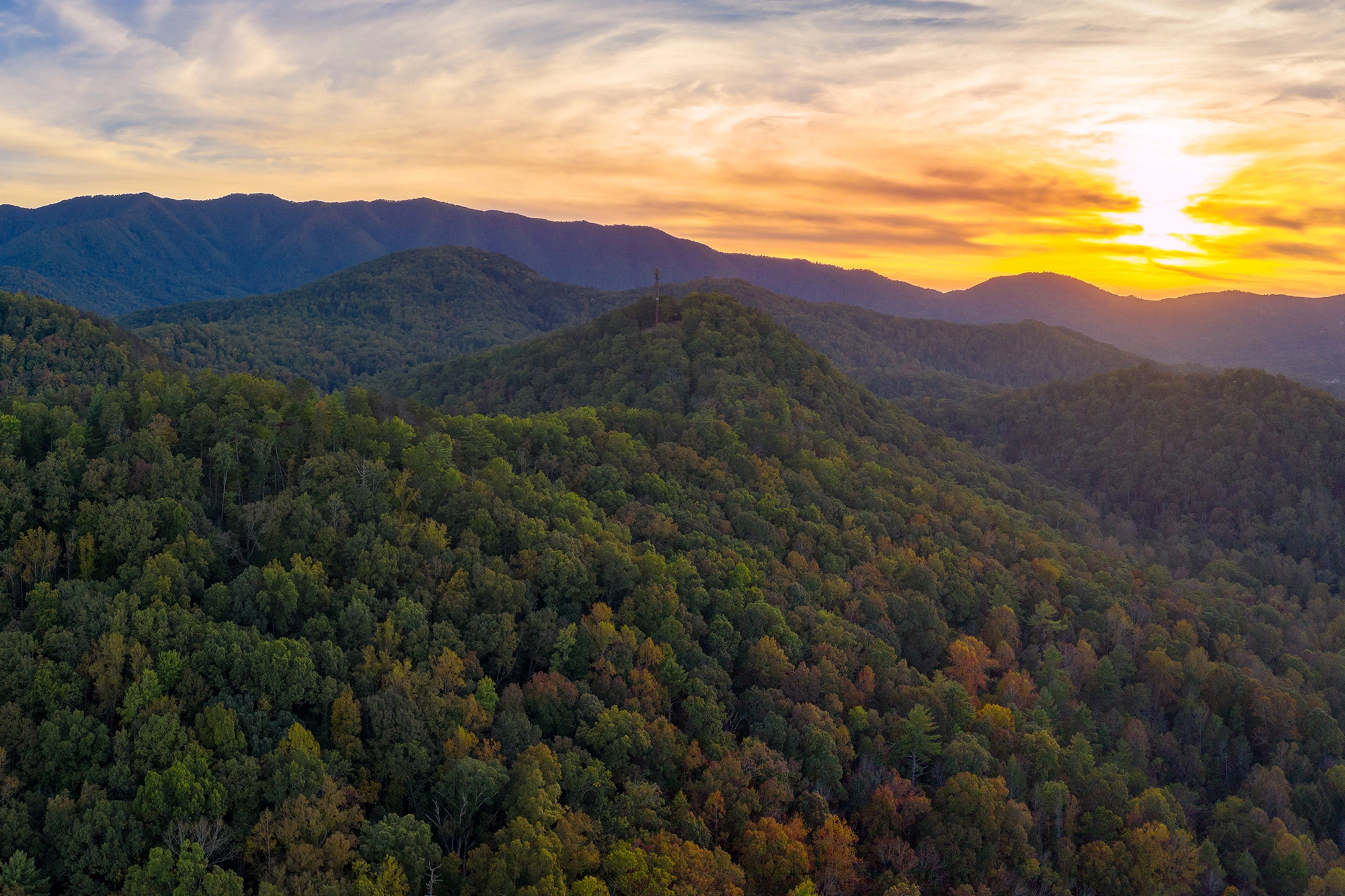 sunset over the Smoky Mountains