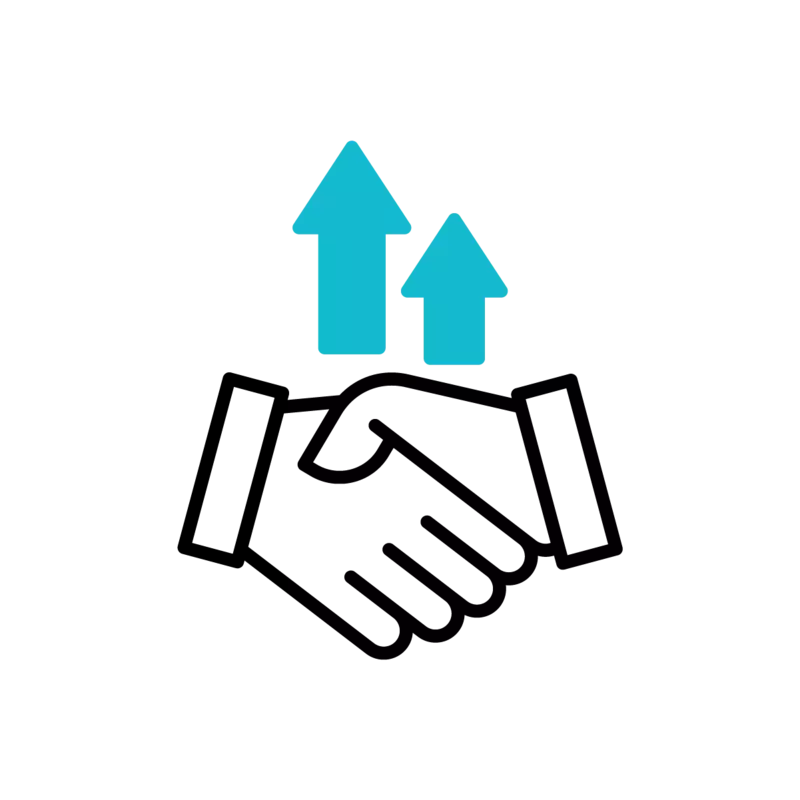 up arrows and handshake icon